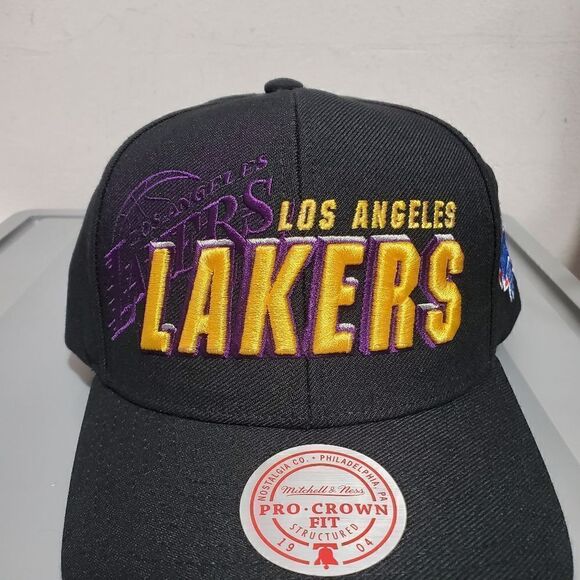 LA Lakers Draft 1996 Shadow Mitchell & Ness Hat Snapback Cap Kobe Bryant NWT - Picture 5 of 11